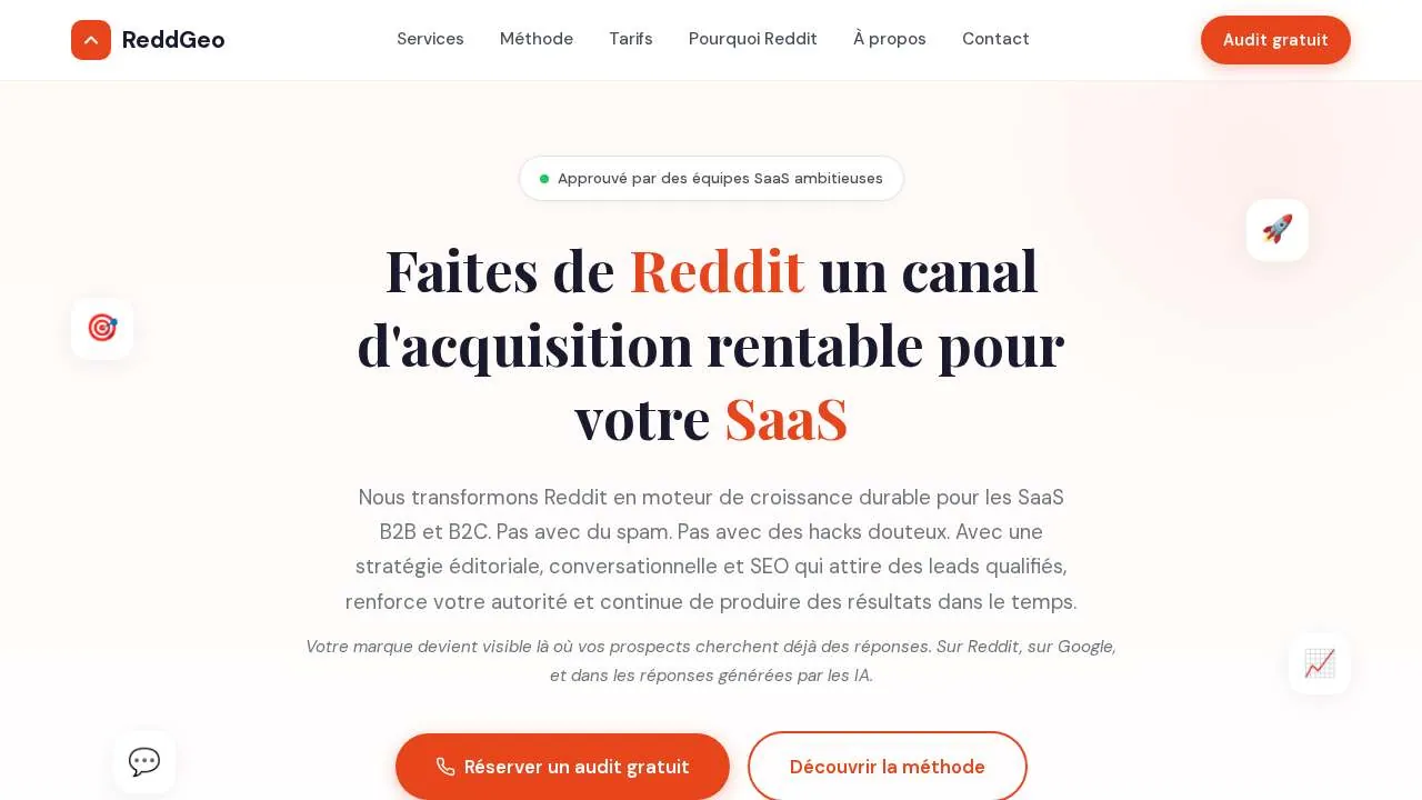 Homepage of the Reddit agency ReddGeo