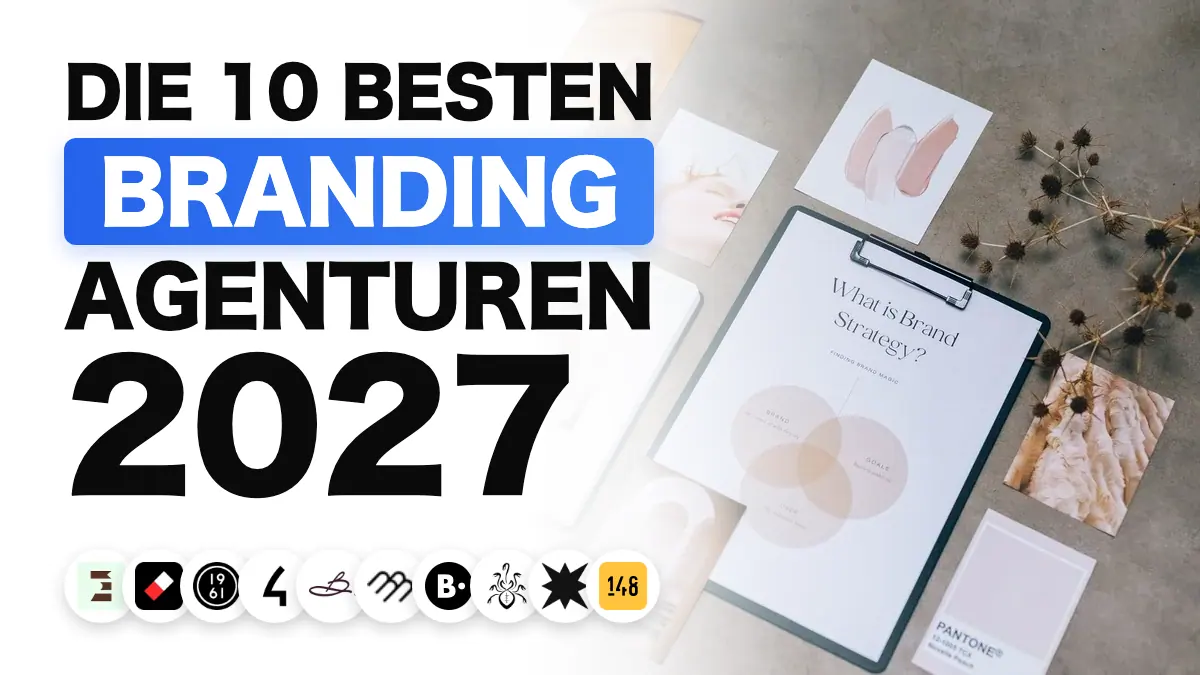 Branding-Materialien und Farbmuster auf einem Schreibtisch, illustriert das Ranking der besten Branding-Agenturen in Frankreich