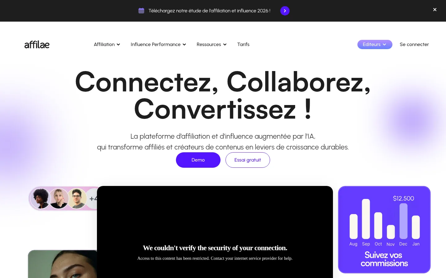 Homepage of the Affilae software