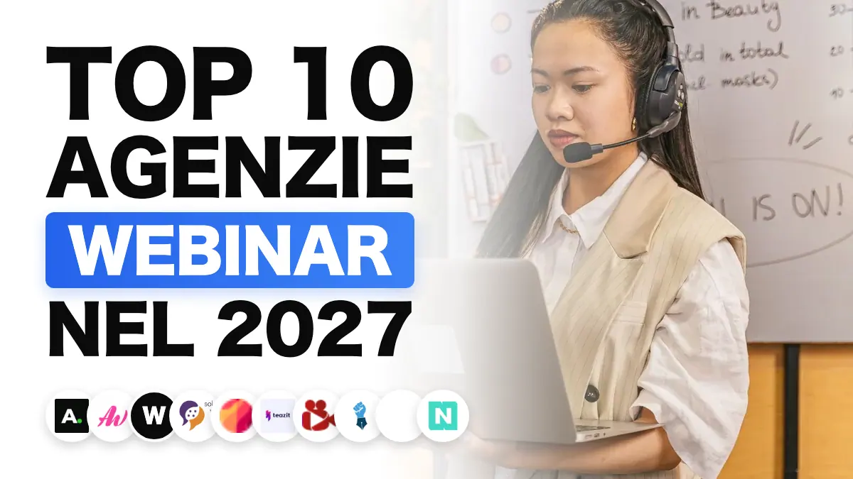 Relatore che presenta un webinar in diretta a un pubblico da remoto, a illustrazione della classifica delle migliori agenzie di webinar in Francia