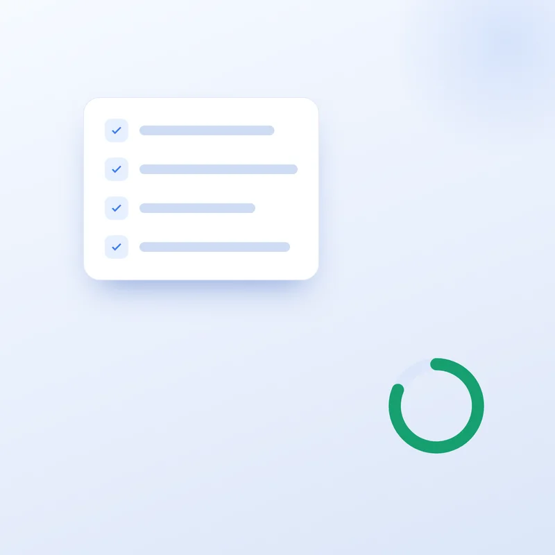 Illustration of a completed SEO checklist with a progress ring, Sorank for SaaS