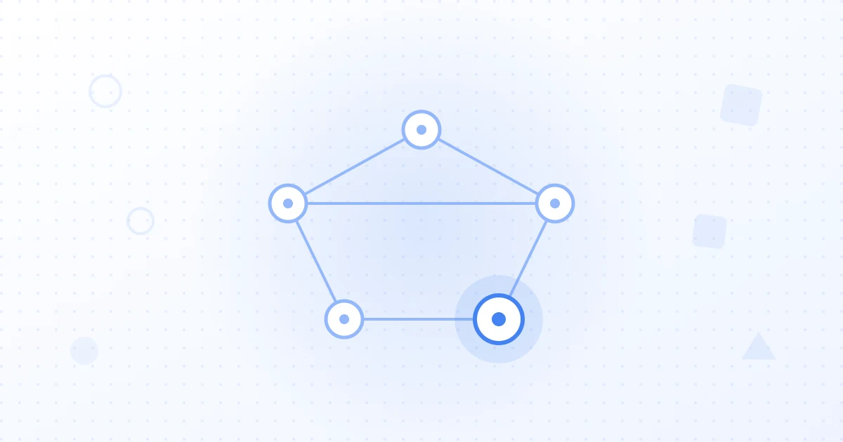 Connected graph of entity nodes and labeled edges feeding structured facts into a large language model answer.