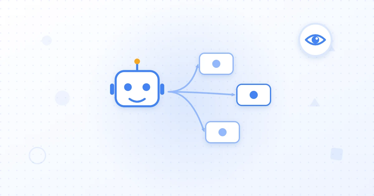 Diagramma di un agente IA che esegue un ciclo di più query di ricerca tra le fonti per costruire un'unica risposta sintetizzata.