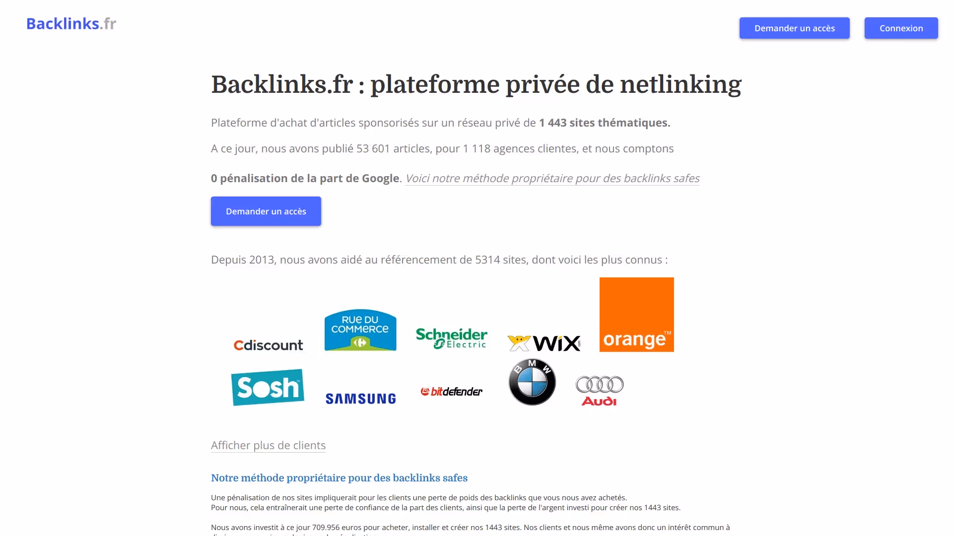 Piattaforma di netlinking Backlinks.fr