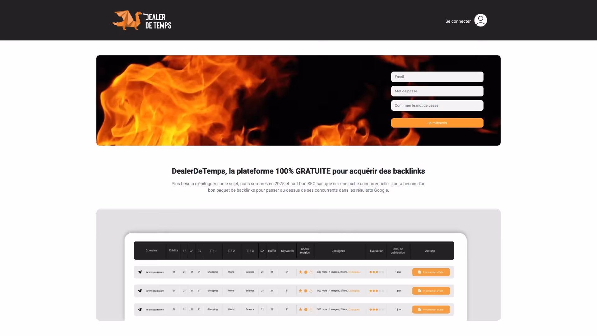Piattaforma di scambio link DealerDeTemps