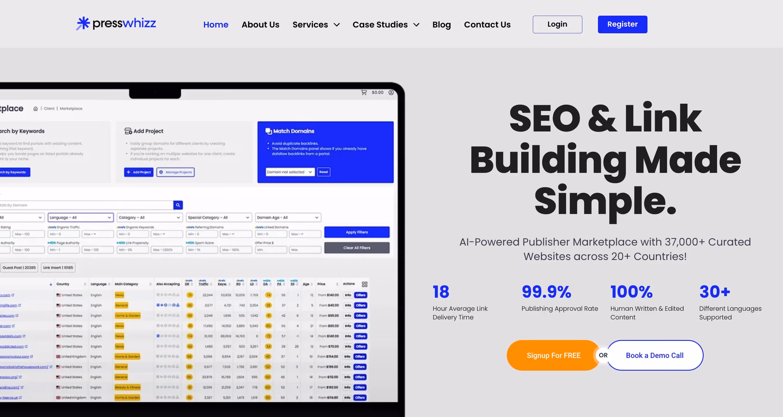Piattaforma di netlinking PressWhizz