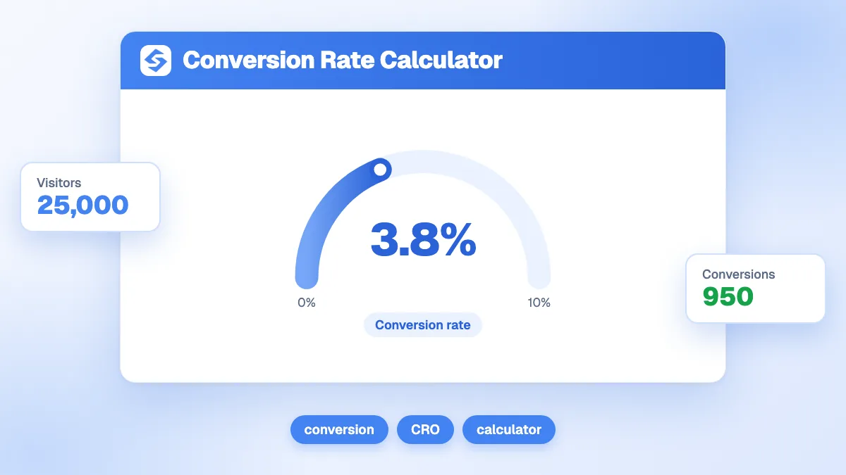 Calculateur taux de conversion affichant 2% à partir de 5000 visites et 100 conversions