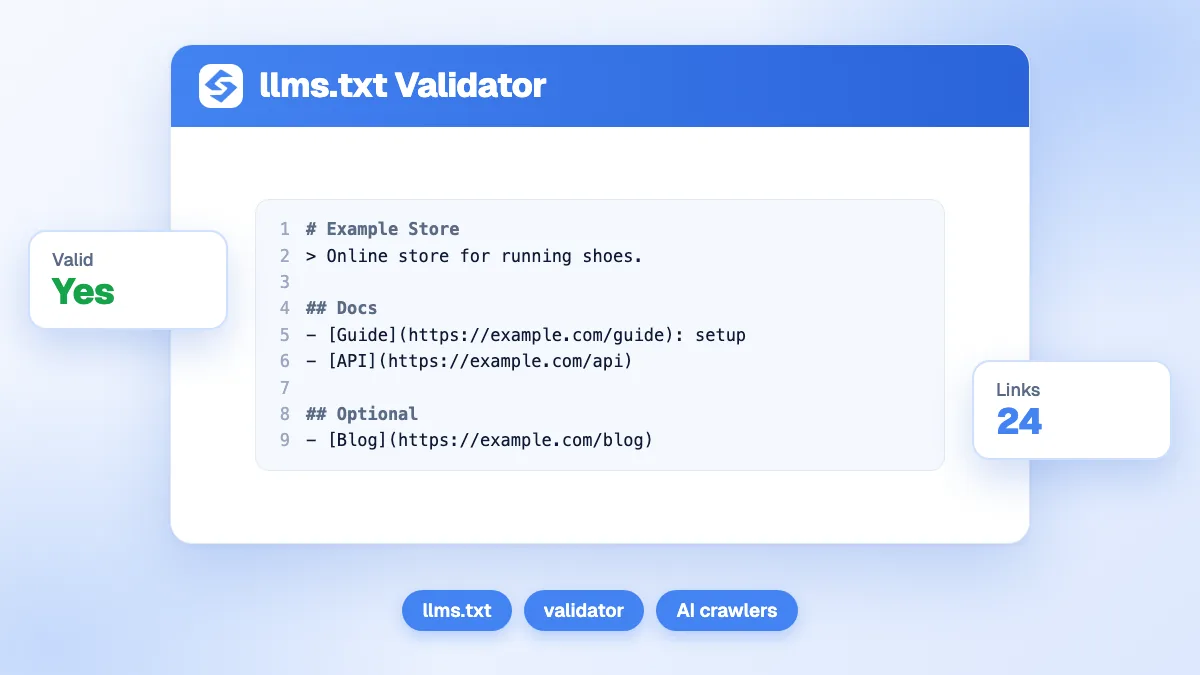Interface de l'outil validateur llms.txt affichant la vérification de structure
