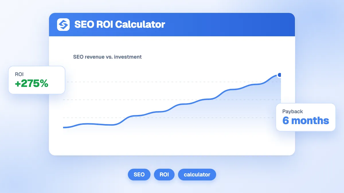 Capture d'écran du calculateur ROI SEO avec les champs trafic mensuel, taux de conversion, panier moyen et ROI