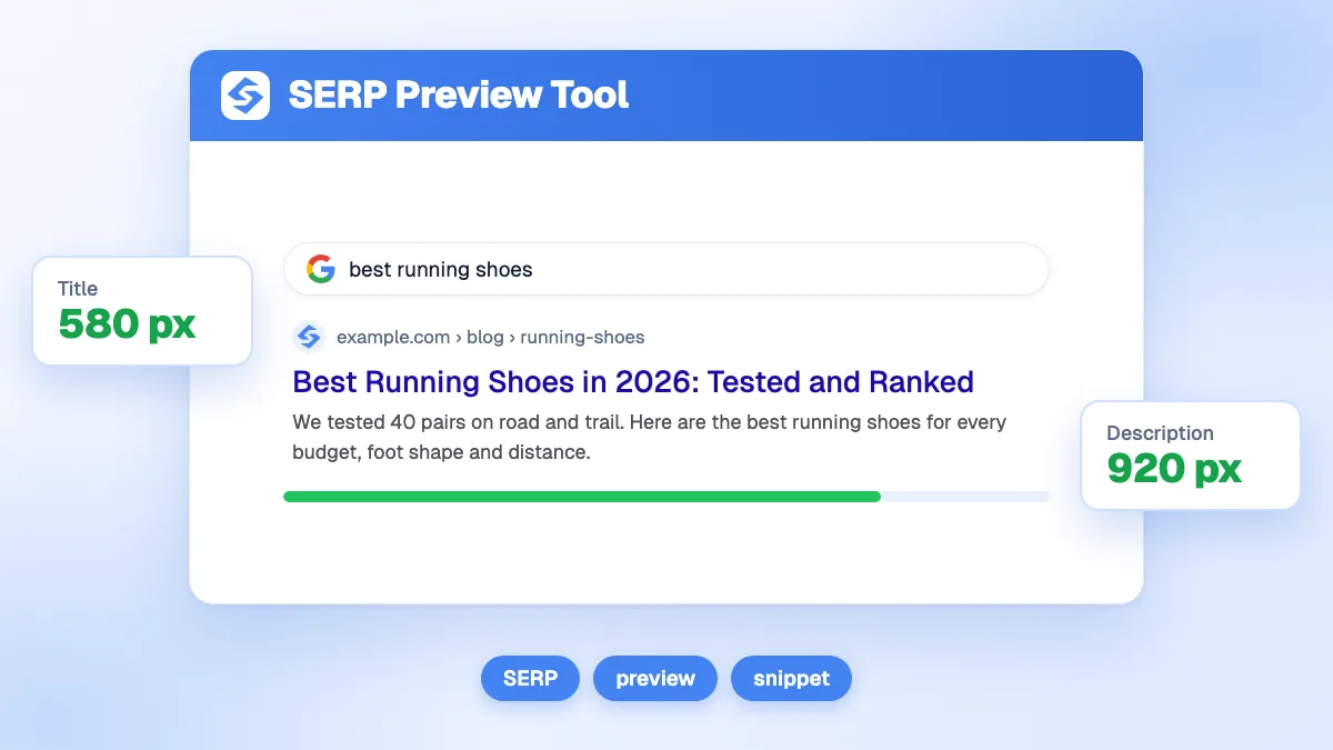 Outil d'aperçu SERP affichant une balise title et une meta description rendues comme un résultat Google sur ordinateur et sur mobile, avec les points de coupure