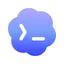 Blue cloud-shaped icon with a white command line prompt symbol.