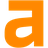 Lowercase letter a in bold orange color on a black background.