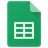 Google sheet logo of a green document with a folded corner and a white grid table symbol in the center.