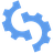 Seoptimiser logo Two interlocking blue gear wheels on a transparent background.
