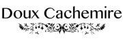 Doux Cachemir logo with name in white serif font on black background.