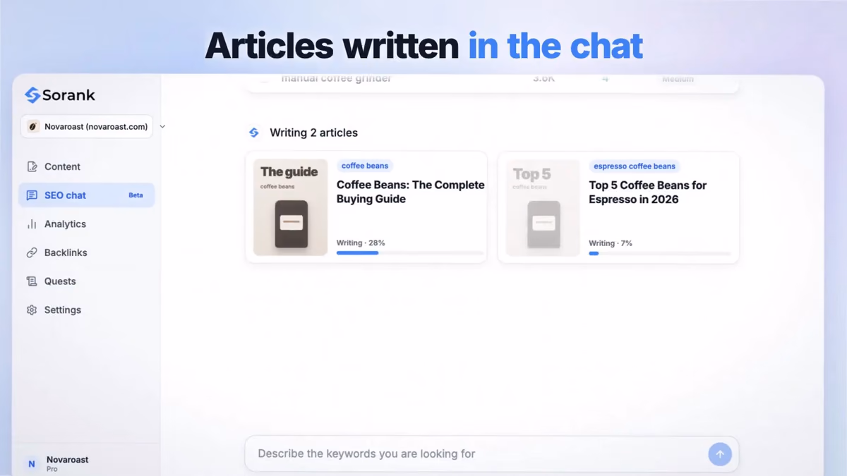SEO Chat'te sohbetten yazılmakta olan iki makale, ilerlemeleriyle birlikte