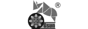 Logo with a stylized fox head, a circular emblem with dots and the number 3D, and the text 'Gsun'.