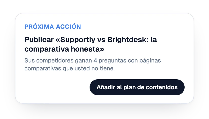 Siguiente acción: una página comparativa para publicar