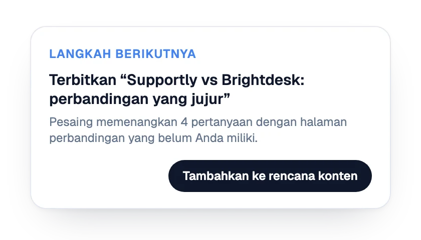 Tindakan berikutnya: halaman perbandingan untuk diterbitkan