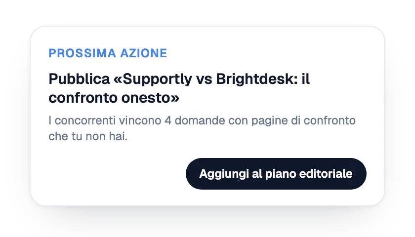 Prossima azione: una pagina di confronto da pubblicare