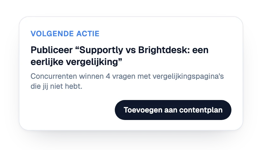 Volgende actie: een vergelijkingspagina publiceren