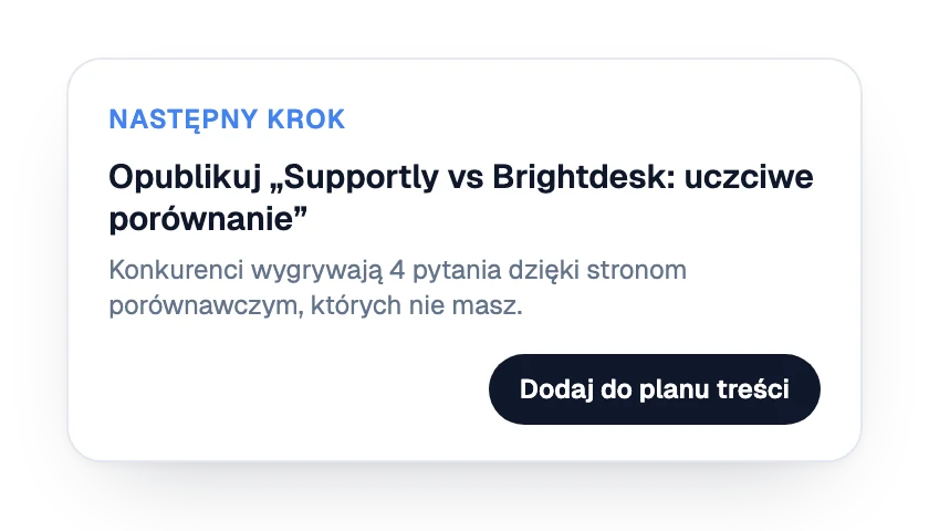 Następne działanie: strona porównawcza do opublikowania