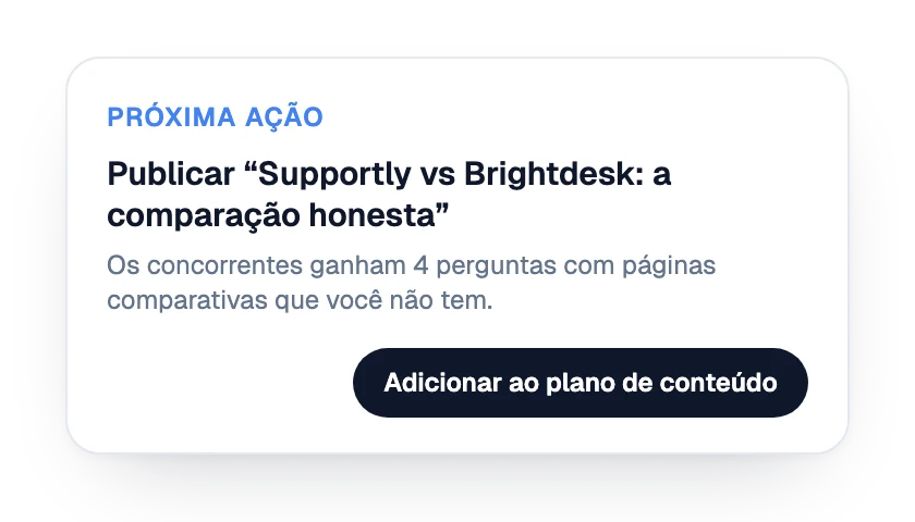 Próxima ação: uma página de comparação para publicar