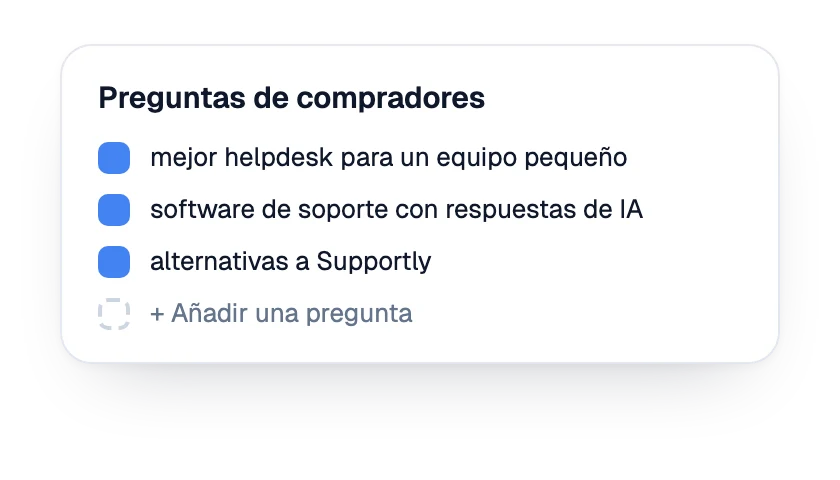 Lista de preguntas de compradores seguidas para la marca