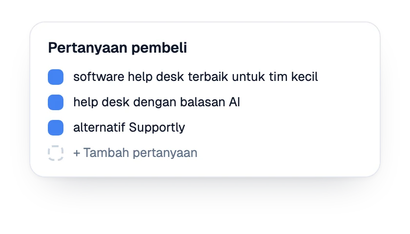 Daftar pertanyaan calon pembeli yang dilacak untuk merek
