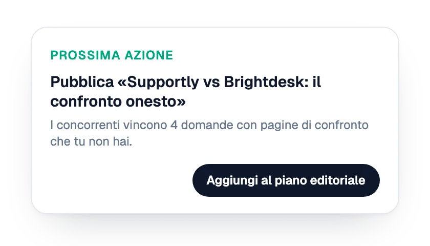 Prossima azione: una pagina di confronto da pubblicare