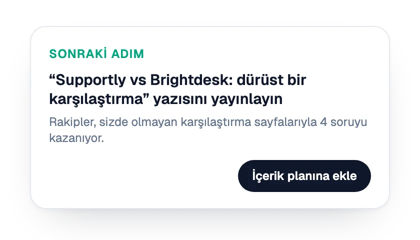 Sonraki adım: yayımlanacak bir karşılaştırma sayfası