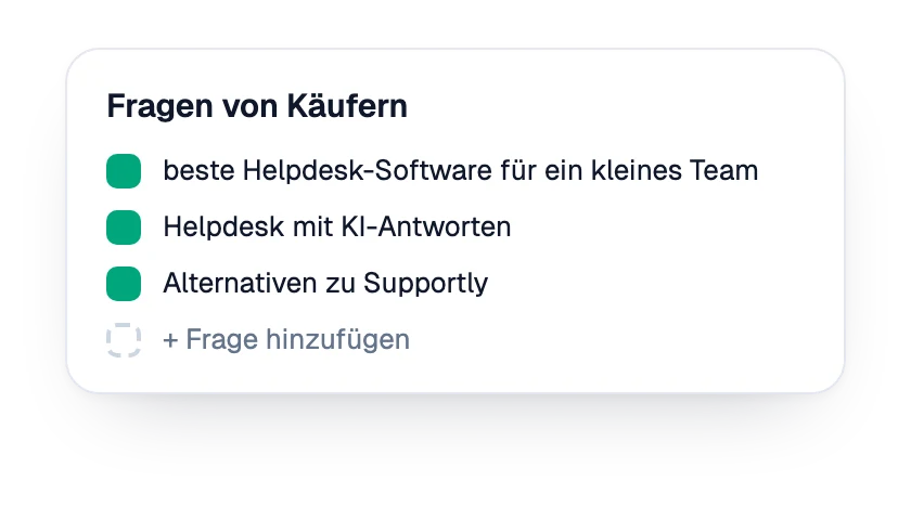 Liste der für die Marke getrackten Käuferfragen