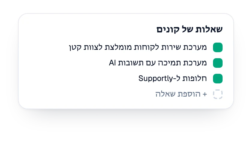 רשימת שאלות הקונים שבמעקב עבור המותג