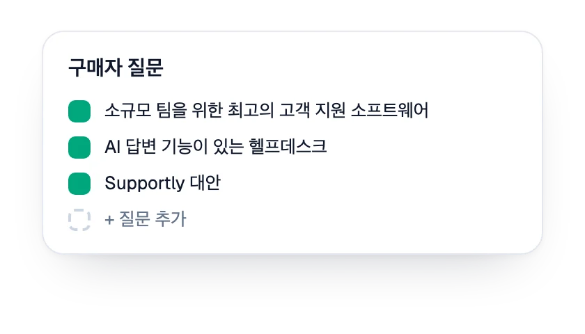 브랜드를 위해 추적하는 구매자 질문 목록