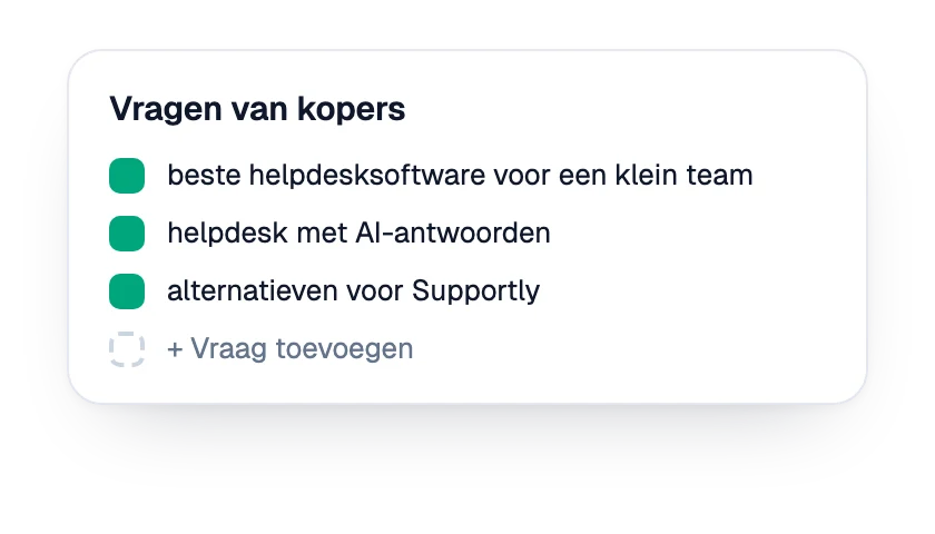 Lijst van koopvragen die voor het merk worden gevolgd