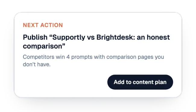 Next action: a comparison page to publish