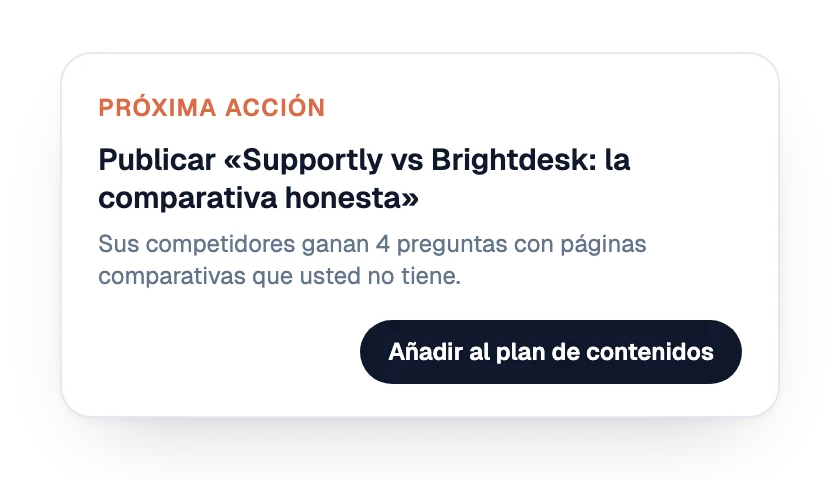 Siguiente acción: una página comparativa para publicar