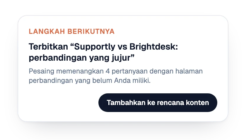 Tindakan berikutnya: halaman perbandingan untuk diterbitkan