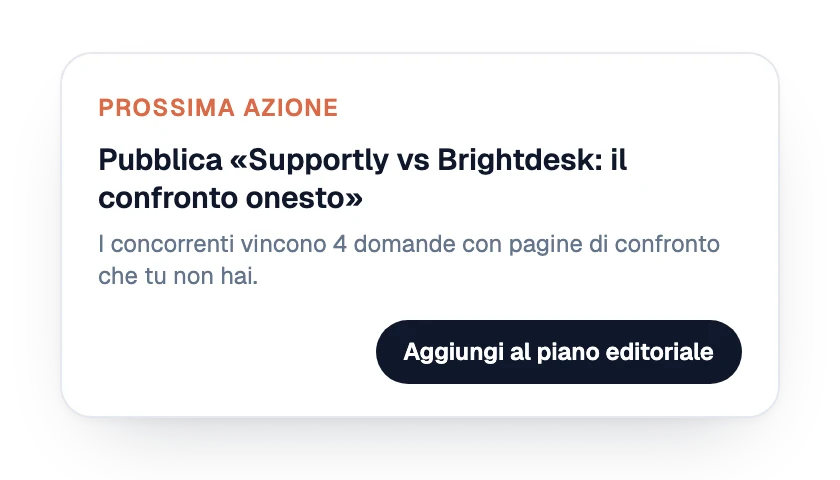 Prossima azione: una pagina di confronto da pubblicare