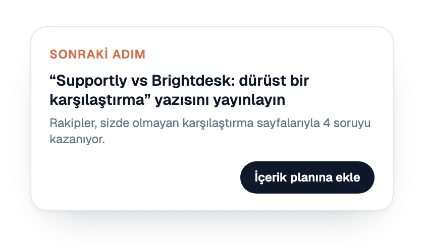 Sonraki adım: yayımlanacak bir karşılaştırma sayfası