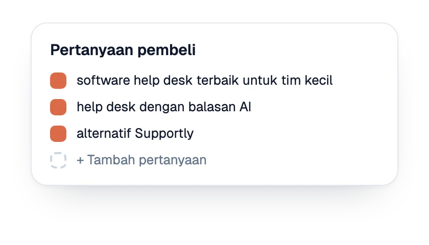Daftar pertanyaan calon pembeli yang dilacak untuk merek