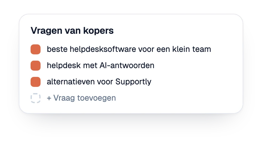 Lijst van koopvragen die voor het merk worden gevolgd