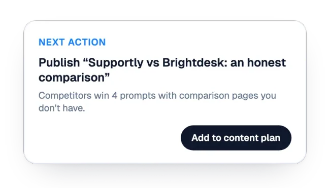 Next action: a comparison page to publish