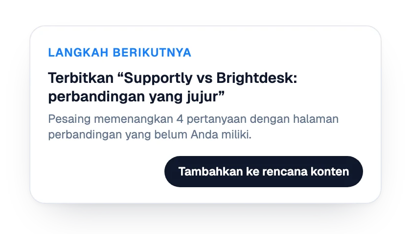 Tindakan berikutnya: halaman perbandingan untuk diterbitkan