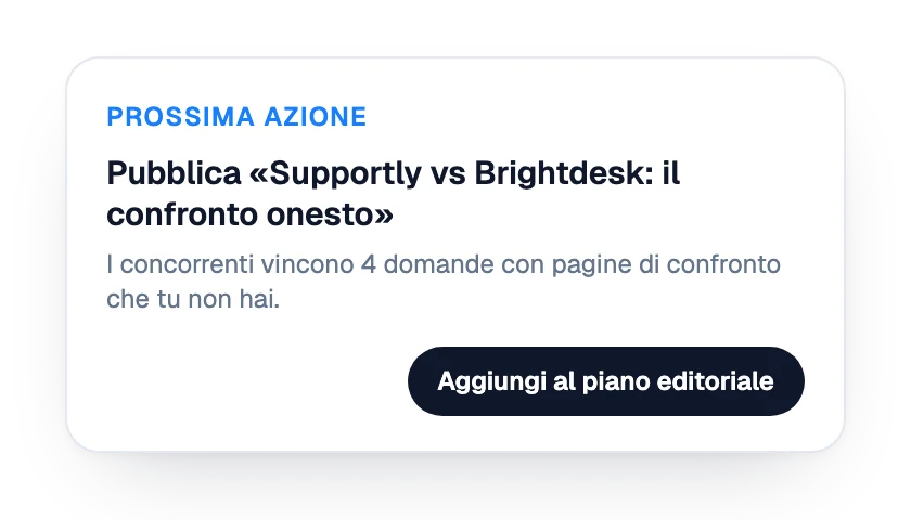 Prossima azione: una pagina di confronto da pubblicare