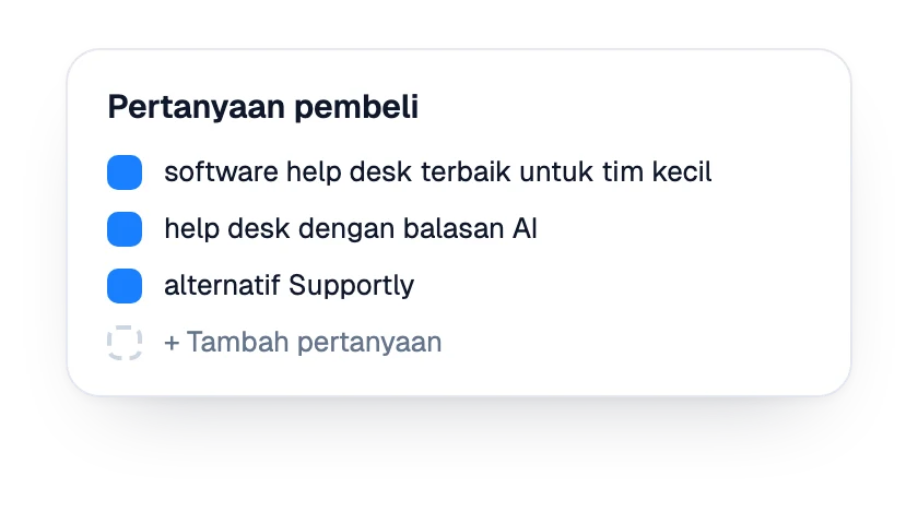 Daftar pertanyaan calon pembeli yang dilacak untuk merek