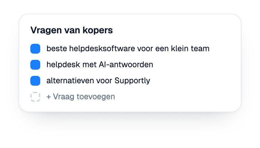 Lijst van koopvragen die voor het merk worden gevolgd