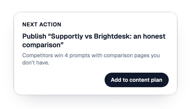 Next action: a comparison page to publish