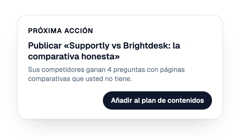 Siguiente acción: una página comparativa para publicar