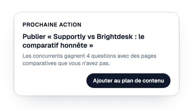 Prochaine action : une page comparative à publier